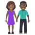 👩🏾‍🤝‍👨🏿 woman and man holding hands: medium-dark skin tone, dark skin tone display on JoyPixels